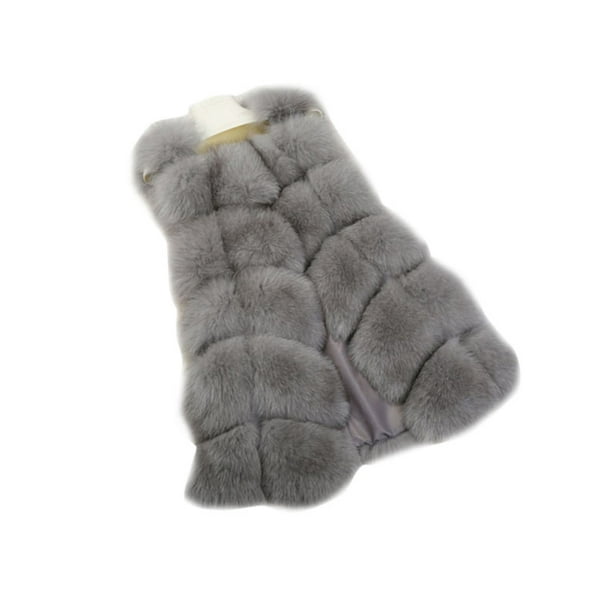 HIENAJ Womens Faux Fur Vest Waistcoat Winter Warm Sleeveless Jacket Long Gilet Outwear 